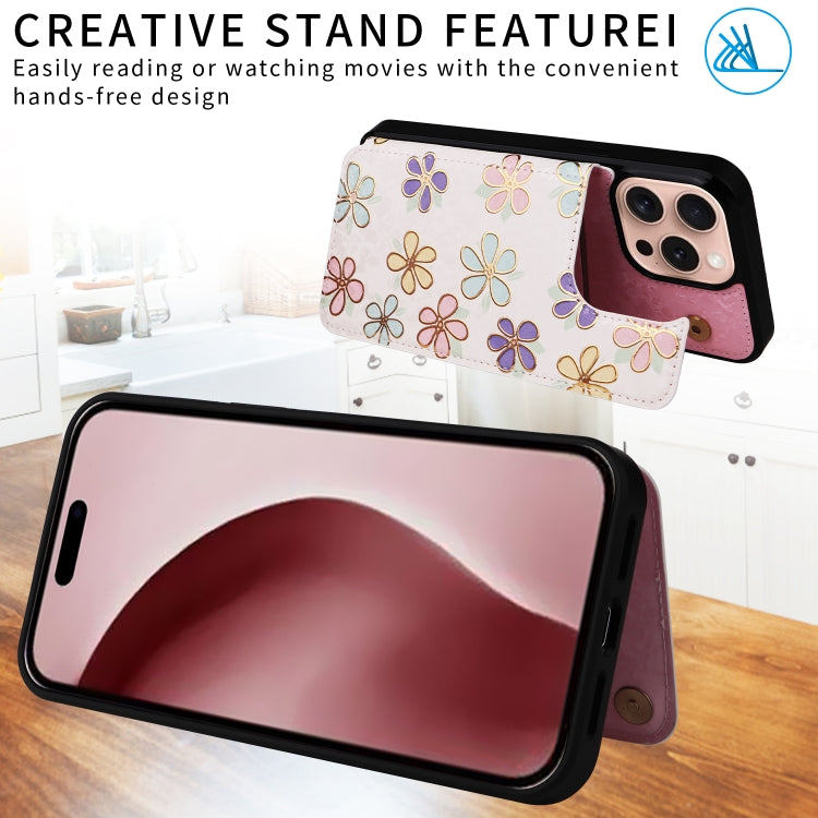 For iPhone 16 Pro Printed Double Buckle RFID Anti-theft Phone Case(Blossoming Flowers) - iPhone 16 Pro Cases by buy2fix | Online Shopping UK | buy2fix