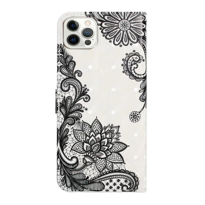 For iPhone 16 Pro Max Oil Embossed 3D Drawing Leather Phone Case(Lace Flower) - iPhone 16 Pro Max Cases by buy2fix | Online Shopping UK | buy2fix