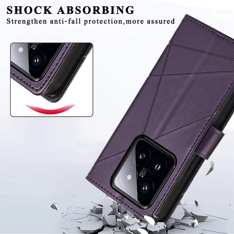 For Xiaomi 14 Pro PU Genuine Leather Texture Embossed Line Phone Case(Purple) - 14 Pro Cases by buy2fix | Online Shopping UK | buy2fix