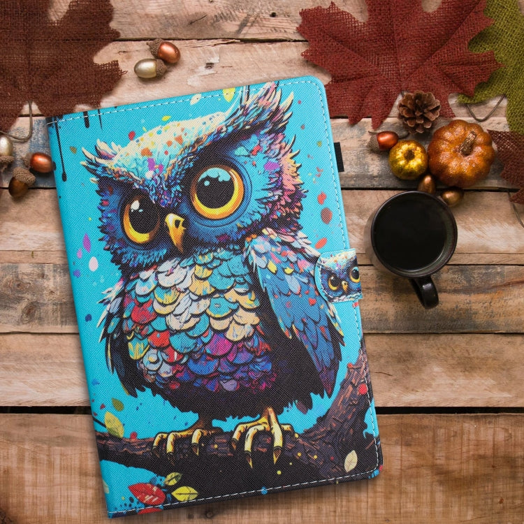 For iPad Pro 11 2024 Colored Drawing Stitching Leather Tablet Smart Case(Owl) - iPad Pro 11 2024 Cases by buy2fix | Online Shopping UK | buy2fix