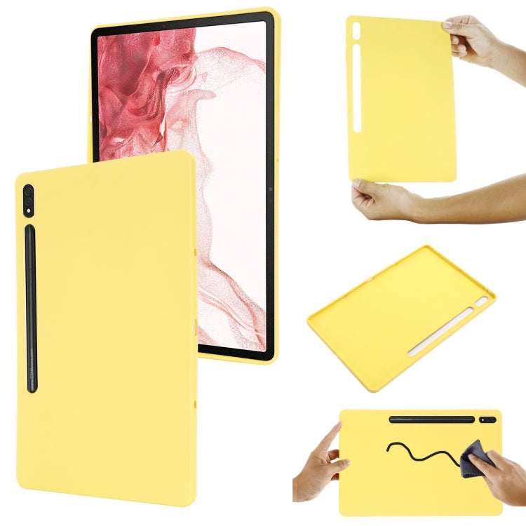 For Samsung Galaxy Tab S9 FE+ Pure Color Liquid Silicone Shockproof Tablet Case(Yellow) - Galaxy Tab S9 FE+ by buy2fix | Online Shopping UK | buy2fix