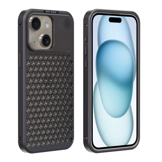 For iPhone 15 Plus R-JUST RJ58 Aromatherapy Metal Cooling Phone Case(Grey) - iPhone 15 Plus Cases by R-JUST | Online Shopping UK | buy2fix