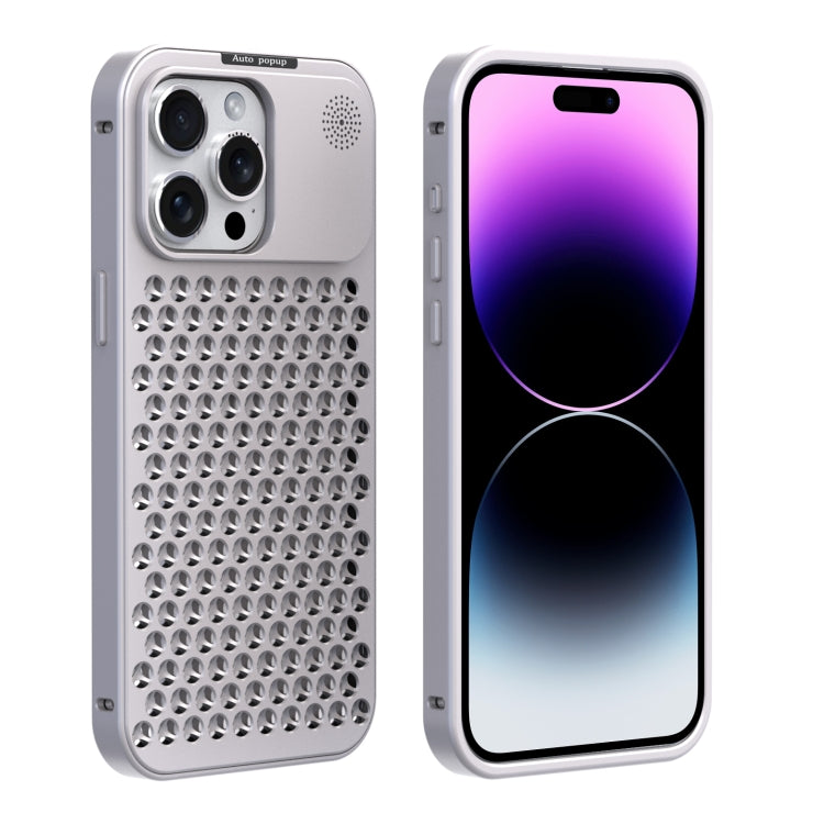 For iPhone 14 Pro R-JUST RJ58 Aromatherapy Metal Cooling Phone Case(Silver) - iPhone 14 Pro Cases by R-JUST | Online Shopping UK | buy2fix