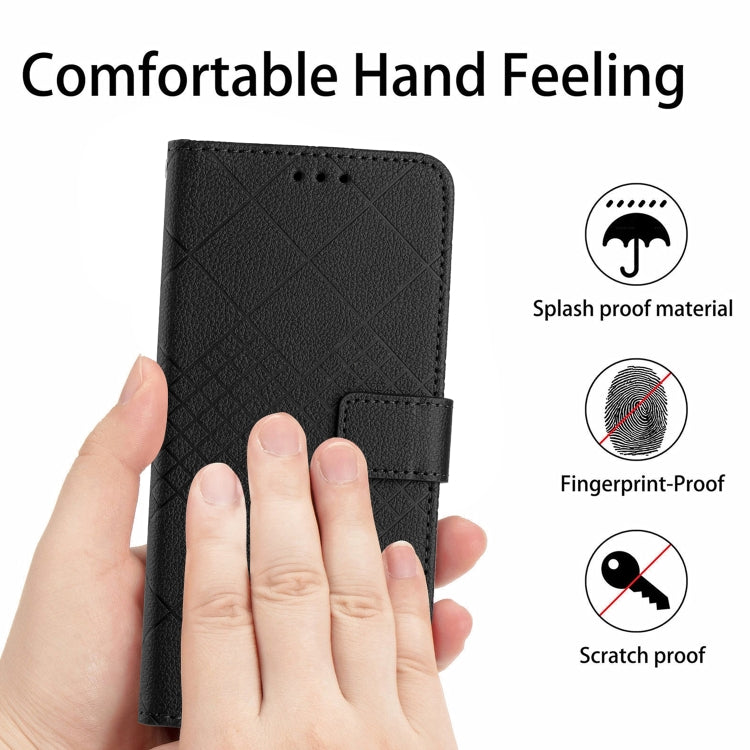 For iPhone 16 Pro Max Rhombic Grid Texture Leather Phone Case(Black) - iPhone 16 Pro Max Cases by buy2fix | Online Shopping UK | buy2fix