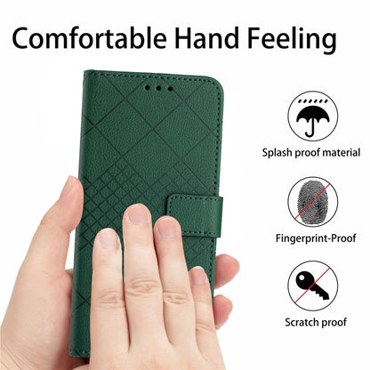 For Samsung Galaxy S22+ 5G Rhombic Grid Texture Leather Phone Case(Green) - Galaxy S22+ 5G Cases by buy2fix | Online Shopping UK | buy2fix