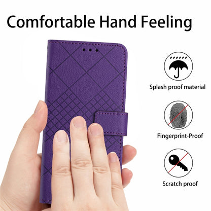 For Samsung Galaxy M55 5G Rhombic Grid Texture Leather Phone Case(Purple) - Galaxy Phone Cases by buy2fix | Online Shopping UK | buy2fix