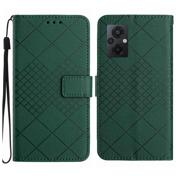 For Xiaomi Poco M5 / M4 5G Rhombic Grid Texture Leather Phone Case(Green) - Xiaomi Cases by buy2fix | Online Shopping UK | buy2fix