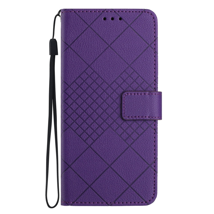 For Xiaomi Redmi 13C 4G Rhombic Grid Texture Leather Phone Case(Purple) - 13C Cases by buy2fix | Online Shopping UK | buy2fix