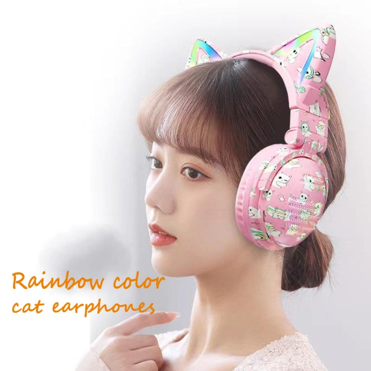 VJ371 Tuya RGB Cat Ear Wireless Bluetooth Earphone with Detachable Microphone(Black) - Headset & Headphone by buy2fix | Online Shopping UK | buy2fix