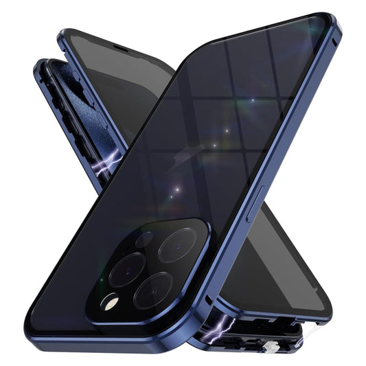 For iPhone 15 Pro Max Anti-peeping Magnetic Double-sided Tempered Glass Phone Case(Blue) - iPhone 15 Pro Max Cases by buy2fix | Online Shopping UK | buy2fix