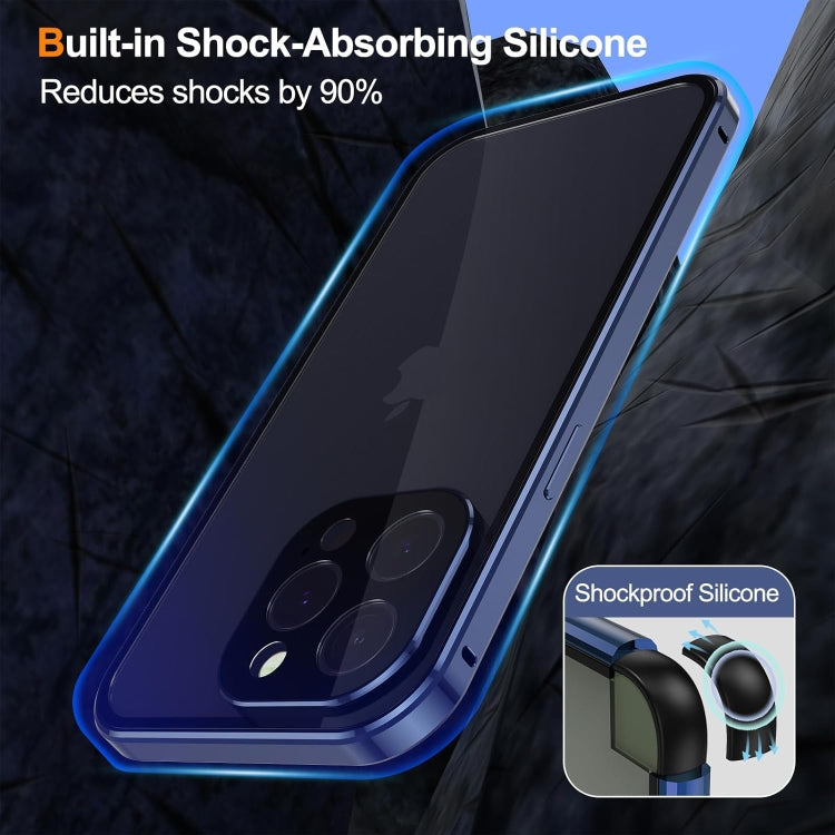 For iPhone 15 Anti-peeping Magnetic Double-sided Tempered Glass Phone Case(Blue) - iPhone 15 Cases by buy2fix | Online Shopping UK | buy2fix