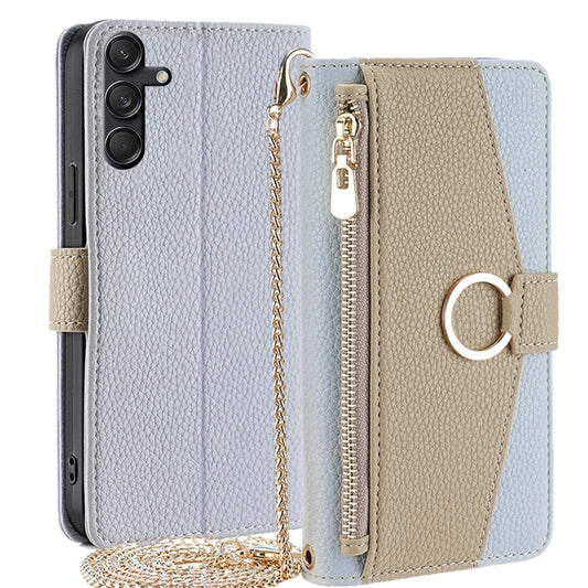 For Samsung Galaxy M55 5G Crossbody Litchi Texture Leather Phone Case(Blue) - Galaxy Phone Cases by buy2fix | Online Shopping UK | buy2fix