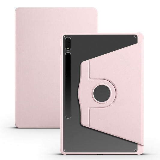 For Samsung Galaxy Tab S9+ X810 Acrylic 360 Degree Rotation Holder Tablet Leather Case(Sand Pink) - Galaxy Tab S9+ Cases by buy2fix | Online Shopping UK | buy2fix