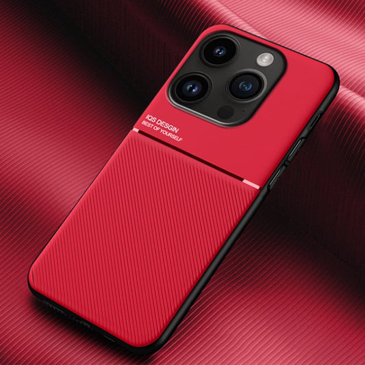 For iPhone 16 Pro Classic Tilt Strip Grain Magnetic Shockproof PC + TPU Phone Case(Red) - iPhone 16 Pro Cases by buy2fix | Online Shopping UK | buy2fix