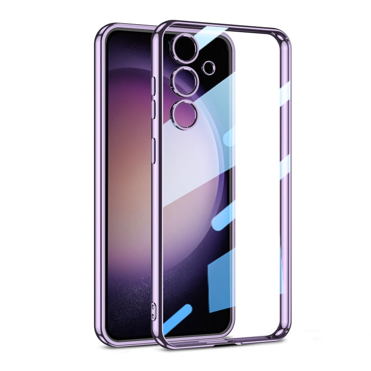 For Samsung Galaxy S24+ GKK Plating Transparent TPU Phone Case, Without pen(Purple) - Galaxy S24+ 5G Cases by GKK | Online Shopping UK | buy2fix