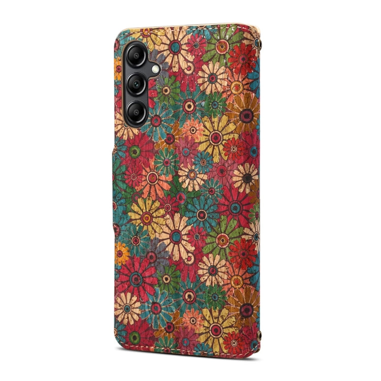 For Samsung Galaxy S24 5G Denior Flower Language Series Cork Fabric Oil Edge Leather Phone Case(Spring) - Galaxy S24 5G Cases by Denior | Online Shopping UK | buy2fix