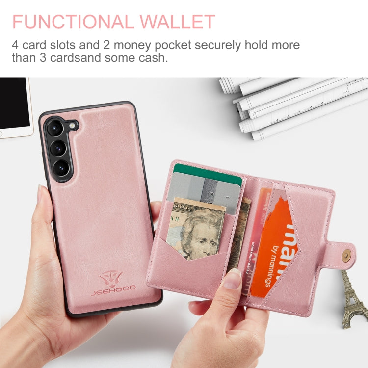 For Samsung Galaxy S24 5G JEEHOOD J01 Retro Magnetic Detachable Wallet Phone Case(Pink) - Galaxy S24 5G Cases by JEEHOOD | Online Shopping UK | buy2fix