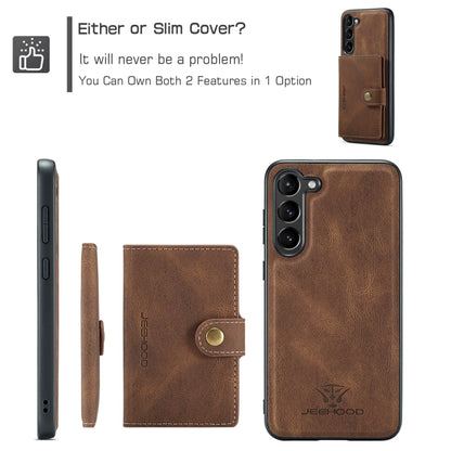 For Samsung Galaxy S24+ 5G JEEHOOD J01 Retro Magnetic Detachable Wallet Phone Case(Brown) - Galaxy S24+ 5G Cases by JEEHOOD | Online Shopping UK | buy2fix