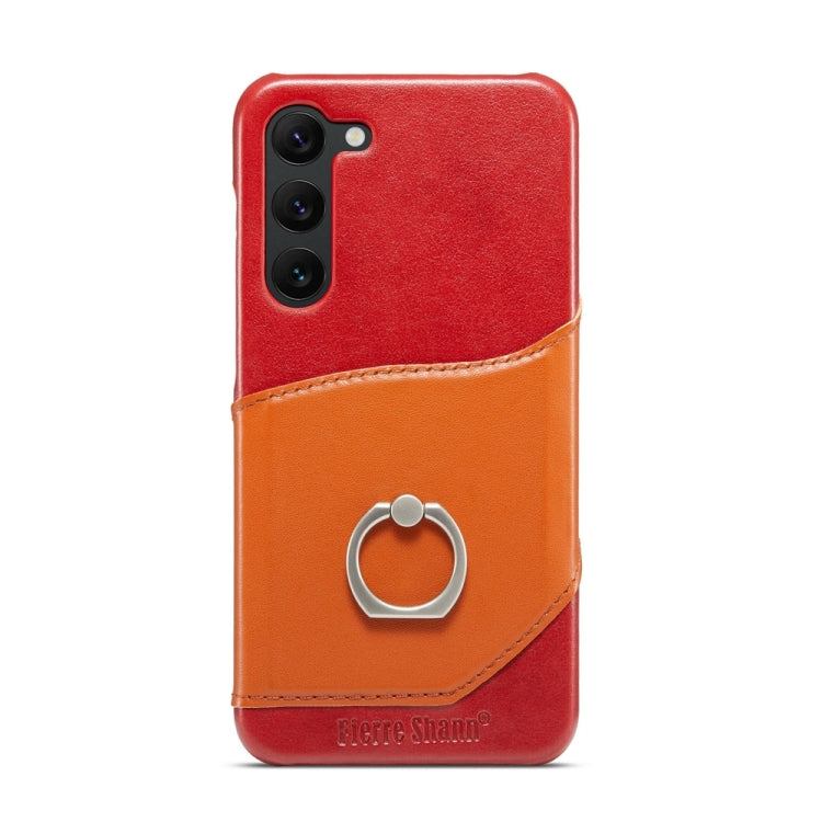 For Samsung Galaxy S24 5G Fierre Shann Oil Wax Texture Genuine Leather Back Phone Case(Red) - Galaxy S24 5G Cases by FIERRE SHANN | Online Shopping UK | buy2fix