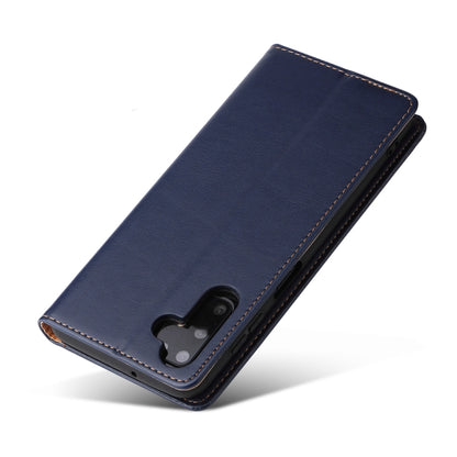 For Samsung Galaxy A15 5G Fierre Shann PU Genuine Leather Texture Phone Case(Blue) - Galaxy Phone Cases by FIERRE SHANN | Online Shopping UK | buy2fix