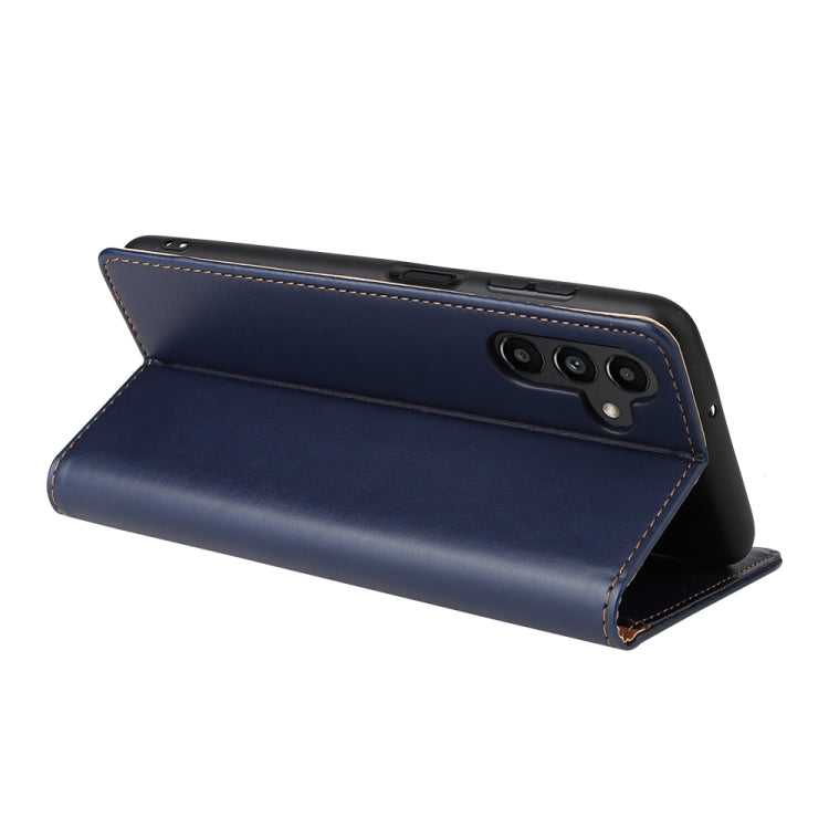 For Samsung Galaxy A15 5G Fierre Shann PU Genuine Leather Texture Phone Case(Blue) - Galaxy Phone Cases by FIERRE SHANN | Online Shopping UK | buy2fix