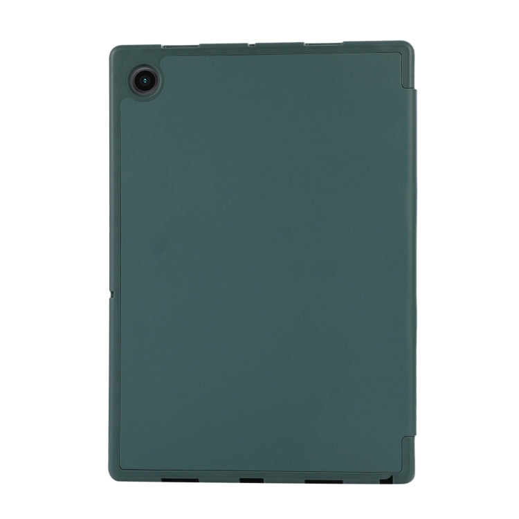 For Samsung Galaxy Tab A9+ 3-Fold Pure Color TPU Leather Tablet Case with Pen Slot(Dark Green) - Galaxy Tab A9+ by buy2fix | Online Shopping UK | buy2fix