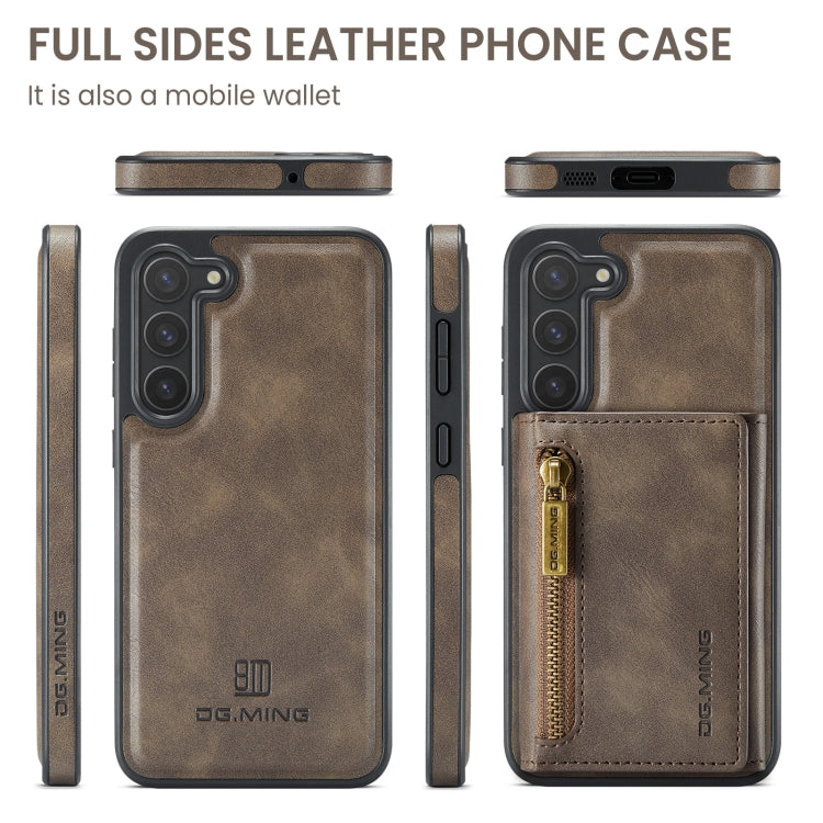 For Samsung Galaxy S23+ DG.MING M5 Series Zip RFID Multi Card Detachable Leather Phone Case(Coffee) - Galaxy S23+ 5G Cases by DG.MING | Online Shopping UK | buy2fix