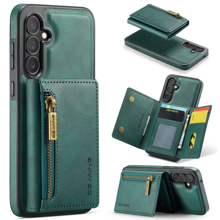 For Samsung Galaxy S23 FE 5G DG.MING M5 Series Zip RFID Multi Card Detachable Leather Phone Case(Green) - Galaxy S23 FE 5G Cases by DG.MING | Online Shopping UK | buy2fix