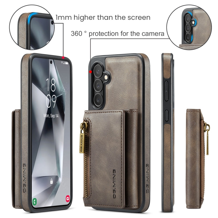 For Samsung Galaxy S24 5G DG.MING M5 Series Zip RFID Multi Card Detachable Leather Phone Case(Coffee) - Galaxy S24 5G Cases by DG.MING | Online Shopping UK | buy2fix