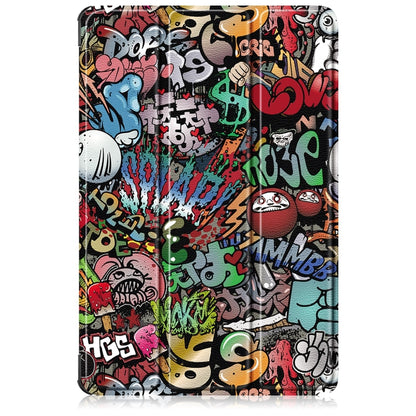 For Lenovo Tab M11/ Xiaoxin Pad 11 2024 Custer Coloured Drawing 3-folding Leather Smart Tablet Case(Graffiti) - Lenovo by buy2fix | Online Shopping UK | buy2fix