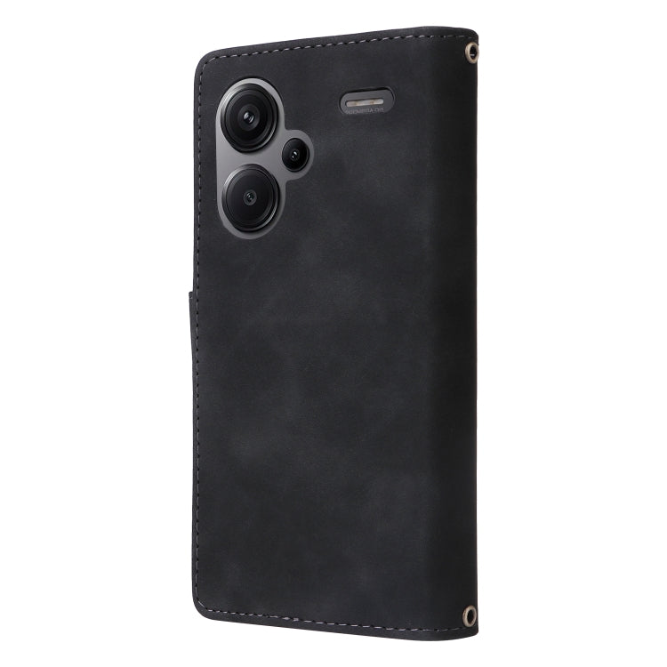 For Xiaomi Redmi Note 13 Pro+ Multifunctional Frosted Zipper Wallet Leather Phone Case(Black) - Note 13 Pro+ Cases by buy2fix | Online Shopping UK | buy2fix