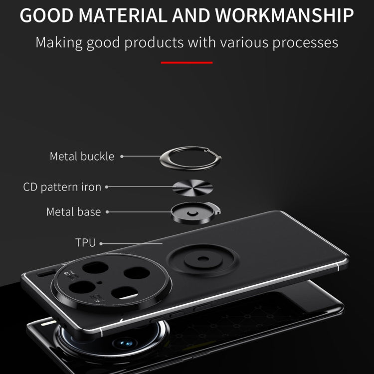 For vivo X100 Pro Metal Ring Holder TPU Phone Case(Black) - X100 Pro Cases by buy2fix | Online Shopping UK | buy2fix