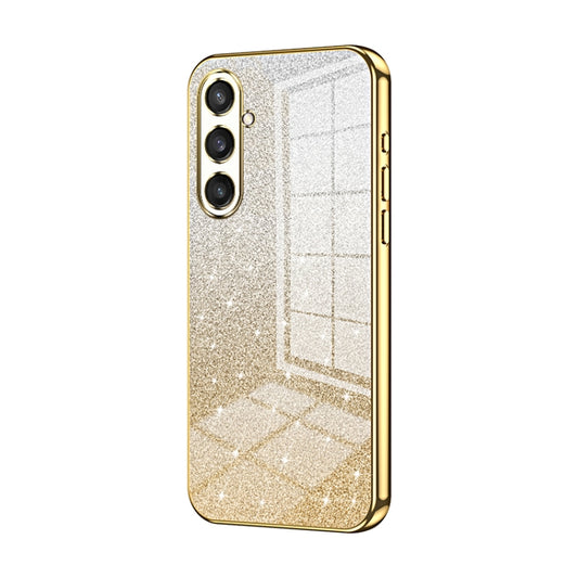 For Samsung Galaxy S23 FE 5G Gradient Glitter Powder Electroplated Phone Case(Gold) - Galaxy S23 FE 5G Cases by buy2fix | Online Shopping UK | buy2fix