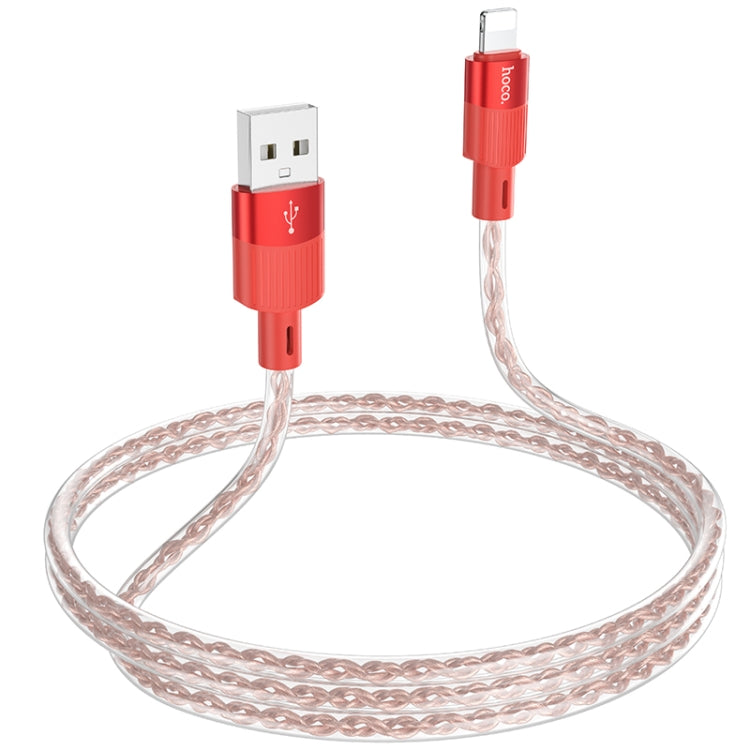 hoco X99 Crystal Junction 2.4A USB to 8 Pin Silicone Charging Data Cable, Length:1m(Red) - Normal Style Cable by hoco | Online Shopping UK | buy2fix