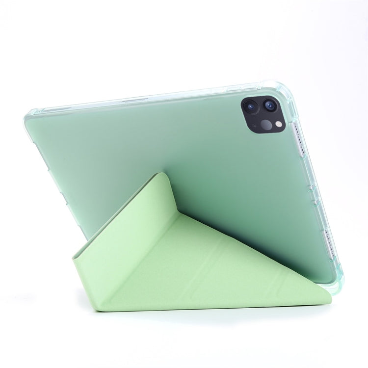 For iPad Air 13 2024 / Pro 12.9 2022 / 2021 Multi-folding TPU Leather Tablet Case with Holder & Pen Slot(Green) - iPad Pro 12.9 (2018) Cases by buy2fix | Online Shopping UK | buy2fix