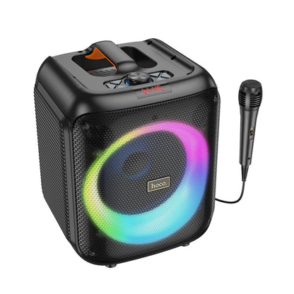 hoco HA1 Graceful TWS RGB Bluetooth 5.1 Speaker Support TF Card / AUX, with Wired Microphone(Black) - Desktop Speaker by hoco | Online Shopping UK | buy2fix