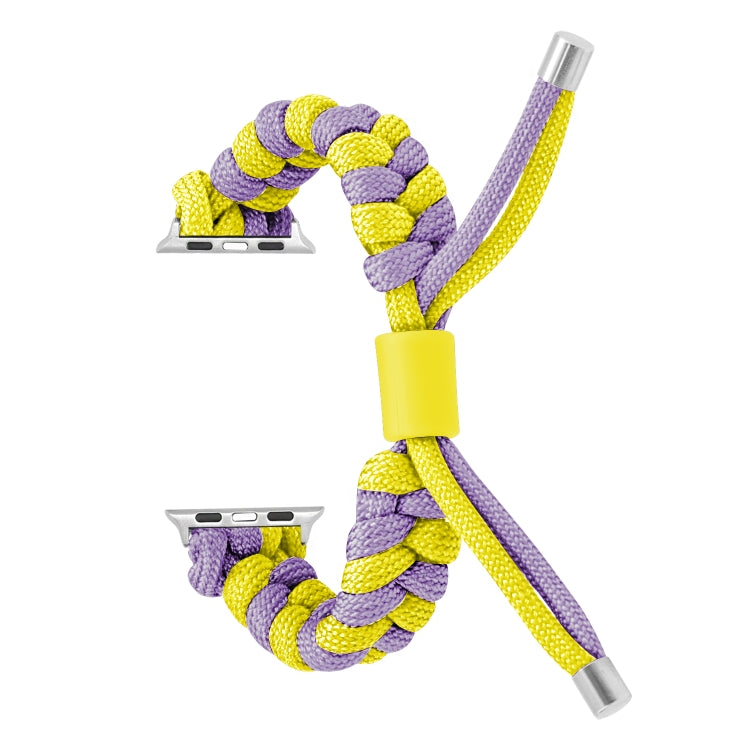 For Apple Watch Ultra 49mm Paracord Fishtail Braided Silicone Bead Watch Band(Purple Yellow) - Watch Bands by buy2fix | Online Shopping UK | buy2fix