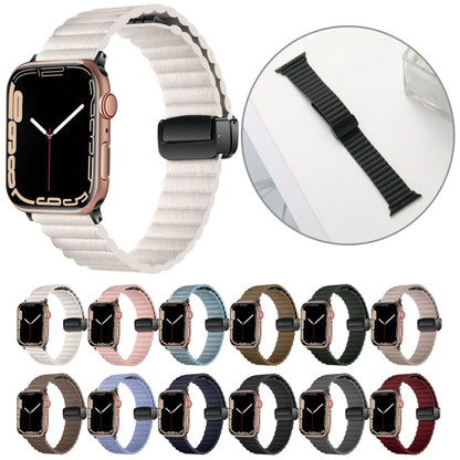 For Apple Watch SE 2022 40mm Water Ripple Magnetic Folding Buckle Watch Band, Style: Bold Version(Starlight Color) - Watch Bands by buy2fix | Online Shopping UK | buy2fix