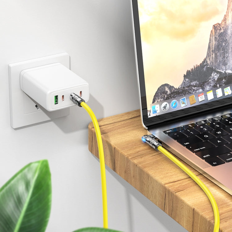 hoco U118 Kaidi 60W USB-C/Type-C to USB-C/Type-C Rotating Charging Data Cable, Length: 1.2m(Yellow) - USB-C & Type-C Cable by hoco | Online Shopping UK | buy2fix