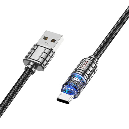 hoco U122 1.2m 3A USB to Type-C Lantern Transparent Discovery Edition Charging Data Cable(Black) - USB-C & Type-C Cable by hoco | Online Shopping UK | buy2fix