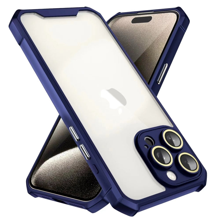 For iPhone 16 Pro Shockproof Acrylic Phone Case with Lens Glass Film(Blue) - iPhone 16 Pro Cases by buy2fix | Online Shopping UK | buy2fix