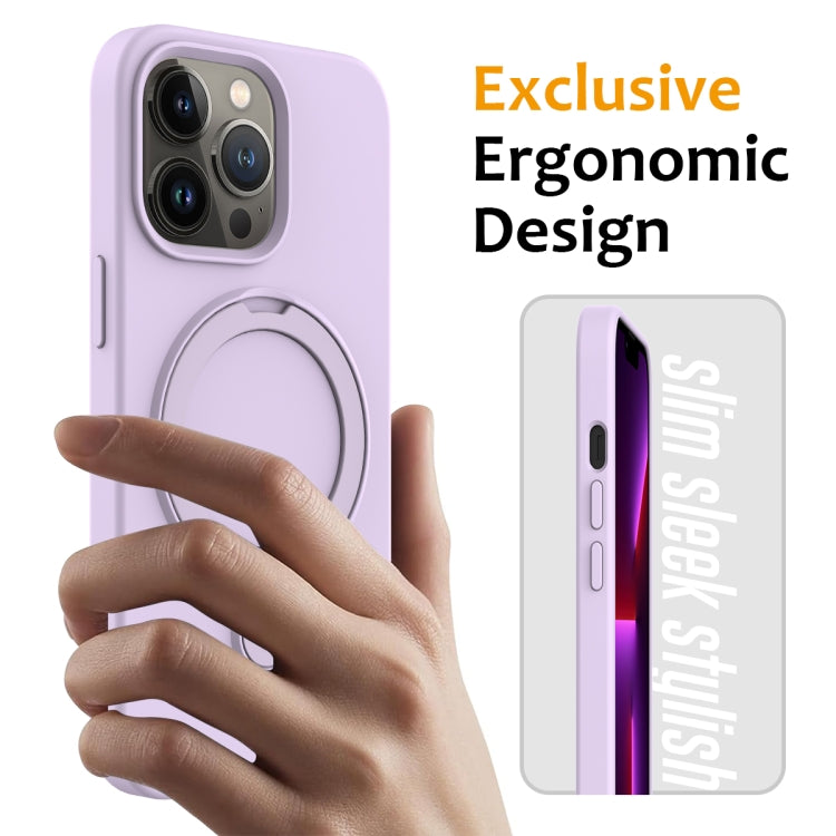 For iPhone 13 Pro MagSafe Magnetic Liquid Silicone Phone Case with Ring Holder(Lilac Purple) - iPhone 13 Pro Cases by buy2fix | Online Shopping UK | buy2fix