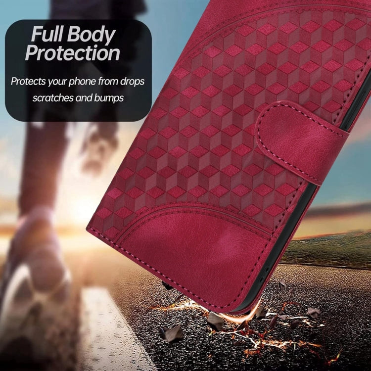 For iPhone 16 Pro YX0060 Elephant Head Embossed Phone Leather Case with Lanyard(Rose Red) - iPhone 16 Pro Cases by buy2fix | Online Shopping UK | buy2fix