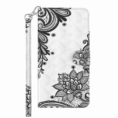 For Xiaomi Redmi 13C 5G / 4G 3D Painting Pattern Flip Leather Phone Case(Diagonal Black Flower) - Xiaomi Cases by buy2fix | Online Shopping UK | buy2fix