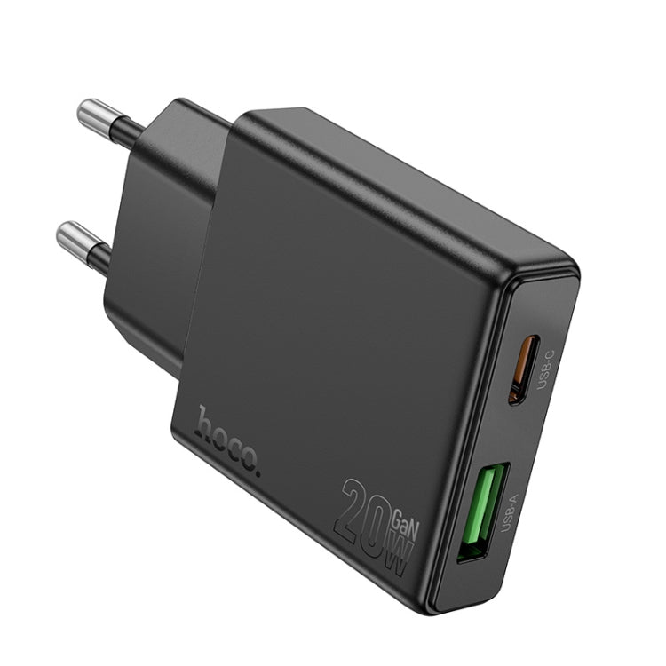 Hoco N38 Delgado PD20W + QC3.0 Dual Port Charger, EU Plug(Black) - USB Charger by hoco | Online Shopping UK | buy2fix