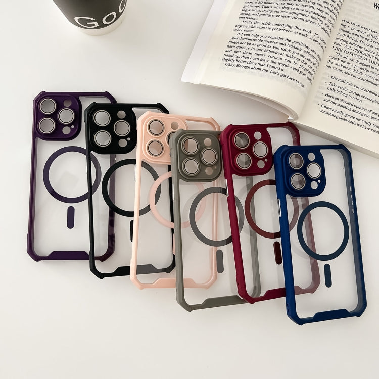 For iPhone 14 Colorful Two-Color Lens Film MagSafe Magnetic Horn Acrylic+TPU Case(Pink) - iPhone 14 Cases by buy2fix | Online Shopping UK | buy2fix