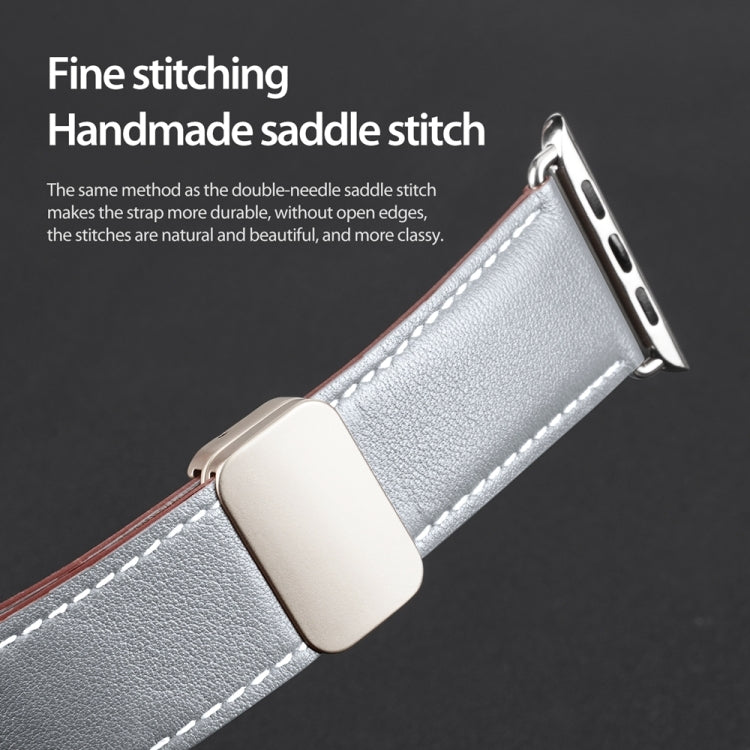 For Apple Watch Series 9 41mm DUX DUCIS YA Series Magnetic Buckle Genuine Leather Watch Band(Grey) - Watch Bands by DUX DUCIS | Online Shopping UK | buy2fix