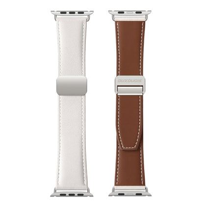 For Apple Watch Series 9 41mm DUX DUCIS YA Series Magnetic Buckle Genuine Leather Watch Band(White) - Watch Bands by DUX DUCIS | Online Shopping UK | buy2fix