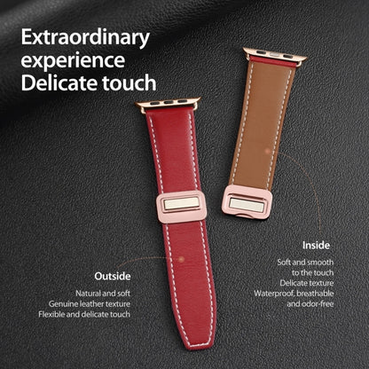 For Apple Watch Series 6 40mm DUX DUCIS YA Series Magnetic Buckle Genuine Leather Watch Band(Red) - Watch Bands by DUX DUCIS | Online Shopping UK | buy2fix