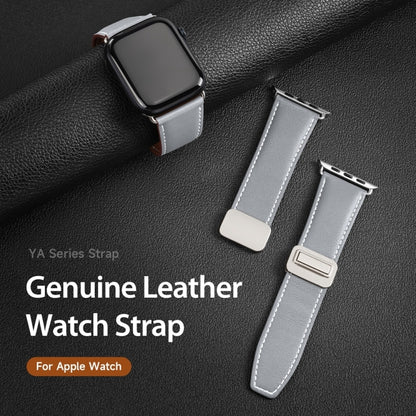 For Apple Watch Series 4 44mm DUX DUCIS YA Series Magnetic Buckle Genuine Leather Watch Band(Grey) - Watch Bands by DUX DUCIS | Online Shopping UK | buy2fix